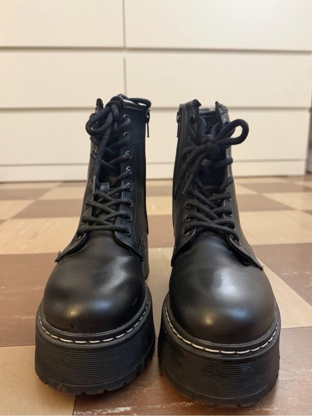 Steve Madden Black Platform Lace-Up Women's Combat Boots